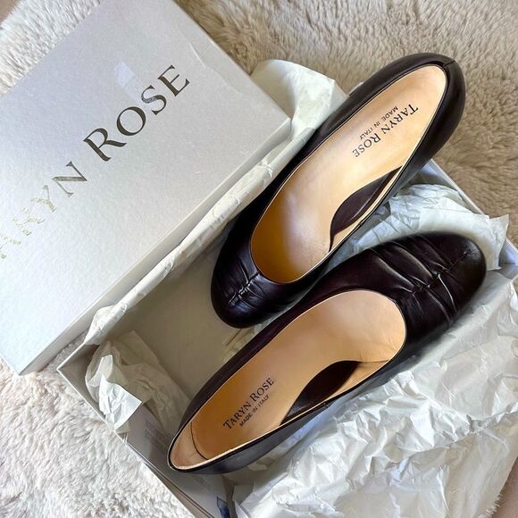 Taryn Rose Lauretta Pumps in Chocolate Nappa Leather Size 38 Made in Italy - Picture 1 of 15